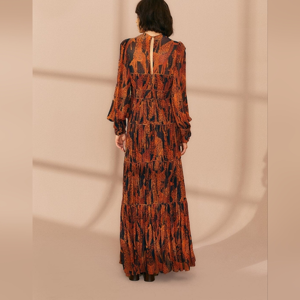 FARM Rio | $330 Giraffe Print Puff Sleeve Maxi Dress - Picture 4 of 16
